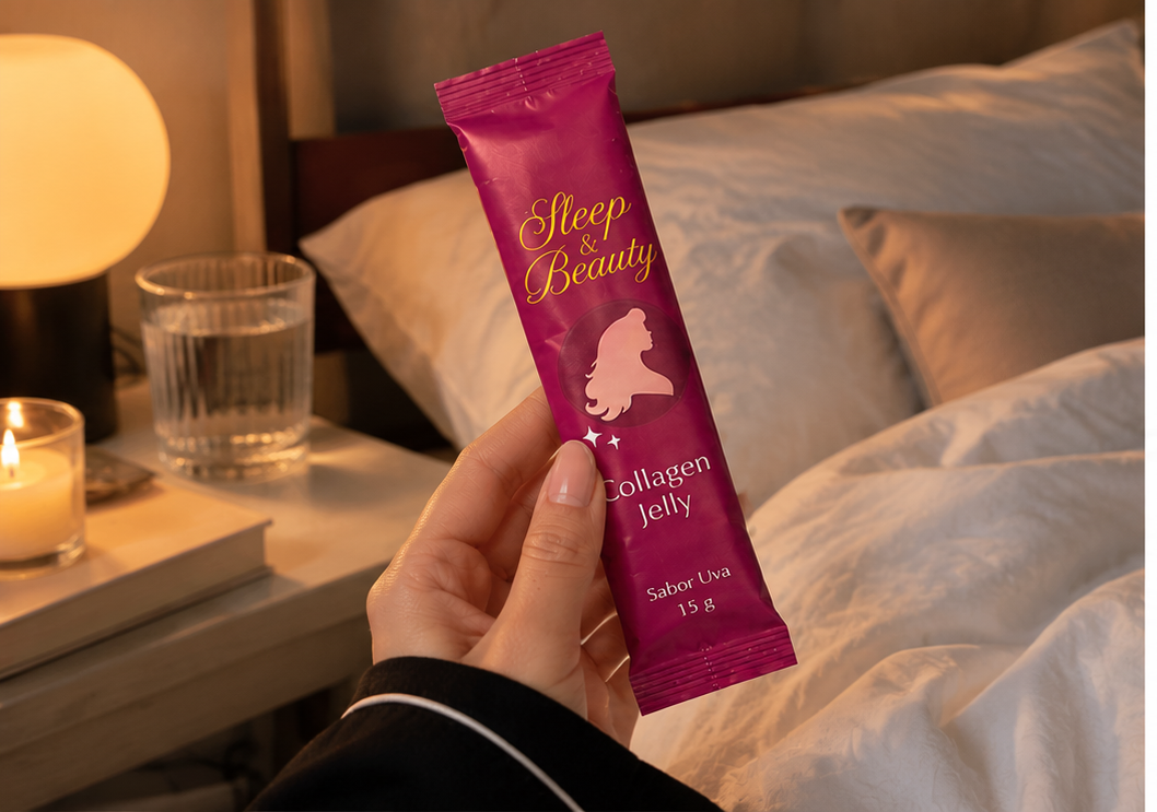 Sleep & Beauty Collagen Jelly durante una rutina nocturna