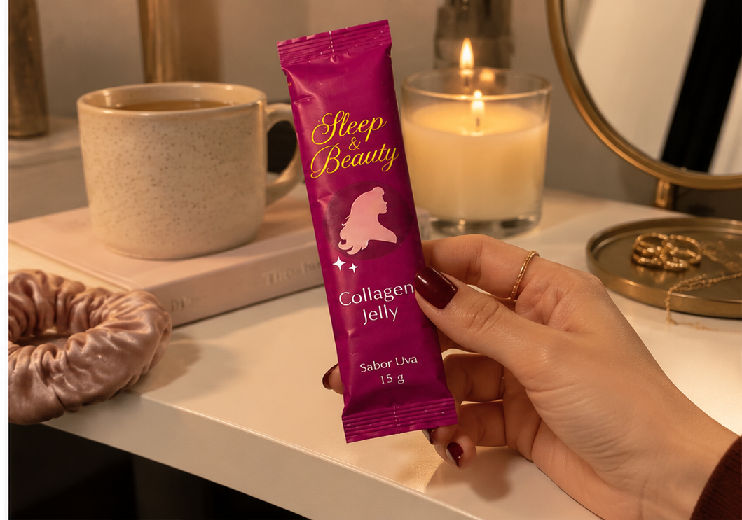 Sleep & Beauty Collagen Jelly en un momento de autocuidado